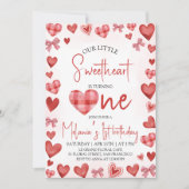 Sweetheart Heart First Birthday Invitation Einladung (Vorderseite)