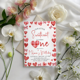 Sweetheart Heart First Birthday Invitation Einladung