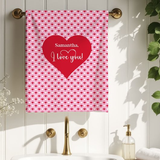 Sweetheart Hearts Personalized Valentine Bath Towe Badhandtuch Set