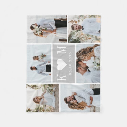 Sweetheart Initials Editable Color Collage Blanket Fleecedecke (Vorderseite)
