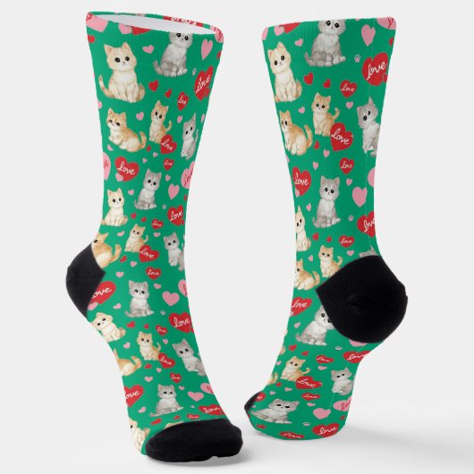 Sweetheart Kitten Valentine's Day Crew Socks Socken (Gewinkelt)
