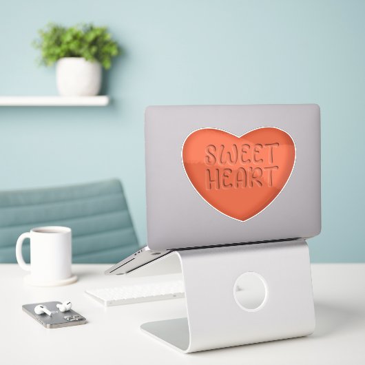 Sweetheart Orange Candy Heart Magnet Aufkleber (Laptop auf Schreibtisch)