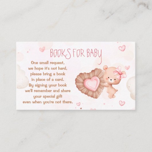Sweetheart Pink Baby Duschbücher für Babykarten Begleitkarte (Vorderseite)