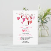 Sweetheart Pink Balloon Valentine Birthday Einladung (Stehend Vorderseite)