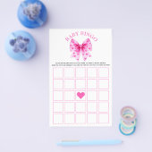 Sweetheart pink bow baby girl shower Bingo game Flyer (Einzeln)