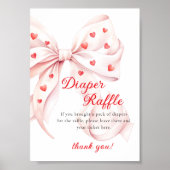 Sweetheart Pink Bow Diaper Raffle Table Sign Poster (Vorne)