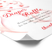 Sweetheart Pink Bow Diaper Raffle Table Sign Poster (Ecke)