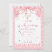 sweetheart pink goose gingham bow floral baby girl einladung (Vorderseite)