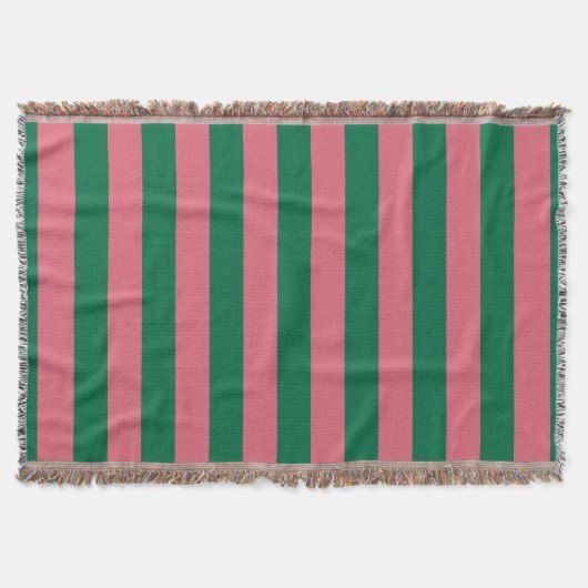 Sweetheart Pink Pickle Green Strip Decke (Vorderseite)