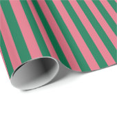 Sweetheart Pink Pickle Green Strip Geschenkpapier (Rolleneckpunkt)