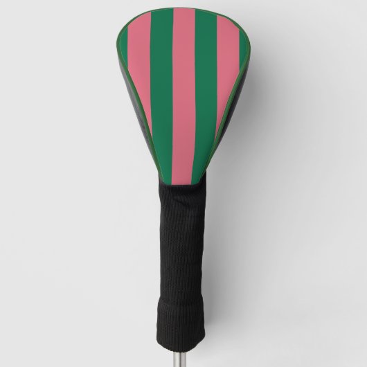 Sweetheart Pink Pickle Green Strip Golf Headcover (Vorderseite)