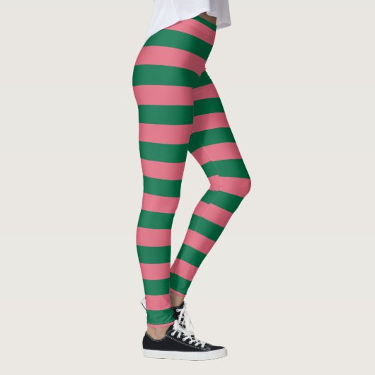 Sweetheart Pink Pickle Green Strip Leggings (Rechts)