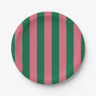 Sweetheart Pink Pickle Green Strip Pappteller