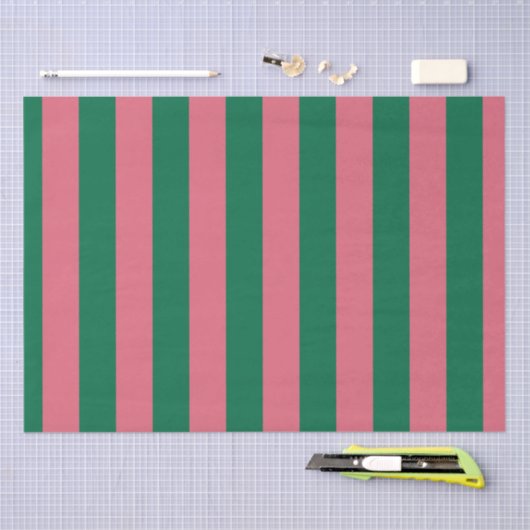 Sweetheart Pink Pickle Green Strip Seidenpapier (Handwerk)