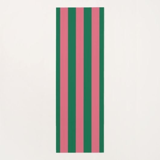 Sweetheart Pink Pickle Green Strip Yogamatte (Rückseite)