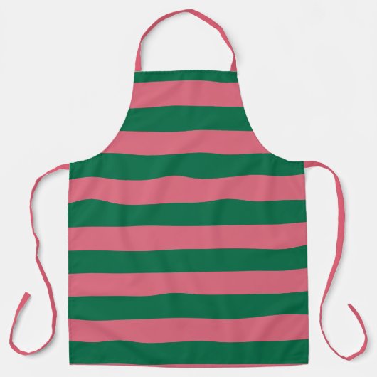 Sweetheart Pink Pickle Green Stripe Schürze (Vorderseite)