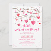 Sweetheart Pink Red Hearts Baby Dusche Einladung (Vorderseite)