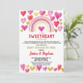 Sweetheart Rainbow Baby Dusche by Mail Wasserfarbe Einladung (Stehend Vorderseite)
