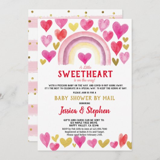 Sweetheart Rainbow Baby Dusche by Mail Wasserfarbe Einladung (Vorne/Hinten)
