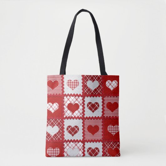 Sweetheart Red Plaid and Hearts Rack Trim Fun Tasche (Vorderseite)