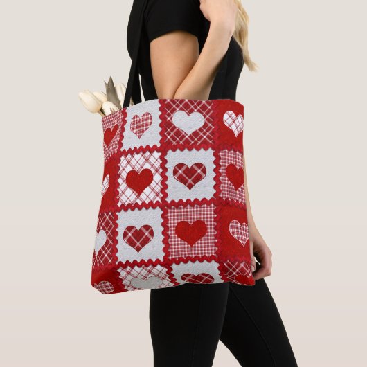 Sweetheart Red Plaid and Hearts Rack Trim Fun Tasche (Von Nahem)