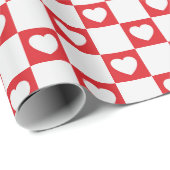 Sweetheart Red & White Checkerboard With Hearts Geschenkpapier (Rolleneckpunkt)