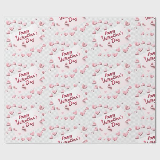 Sweetheart Scatter: Coral and Pastel Pink Hearts Geschenkpapier (Flach)