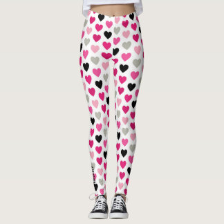 Sweetheart Scribbles: Pink and Black Heart Legging Leggings