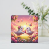 Sweetheart Serenade - Lovebirds Valentine's Card Feiertagskarte (Stehend Vorderseite)