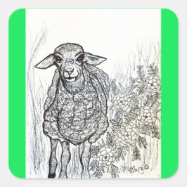 Sweetheart Sheep Quadratischer Aufkleber