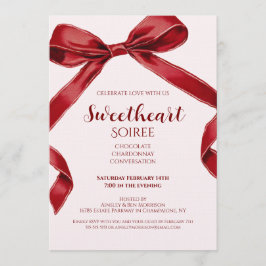 Sweetheart Soiree Elegant Bow Valentines Day Party Einladung