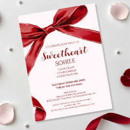Sweetheart Soiree Elegant Bow Valentines Day Party Einladung
