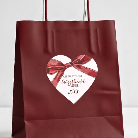 Sweetheart Soiree Elegant Bow Valentines Day Party Herz-Aufkleber