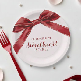 Sweetheart Soiree Elegant Bow Valentines Day Party Pappteller