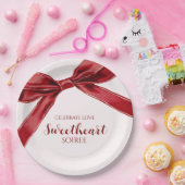 Sweetheart Soiree Elegant Bow Valentines Day Party Pappteller (Party)