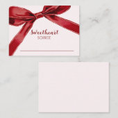 Sweetheart Soiree Elegant Bow Valentines Day Party Platzkarte (Vorne/Hinten)