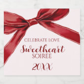 Sweetheart Soiree Elegant Bow Valentines Day Party Schaumweinetikett (Einzelnes Label)