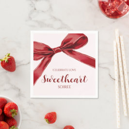 Sweetheart Soiree Elegant Bow Valentines Day Party Serviette