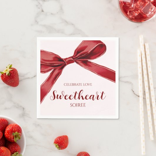 Sweetheart Soiree Elegant Bow Valentines Day Party Serviette (Beispiel)