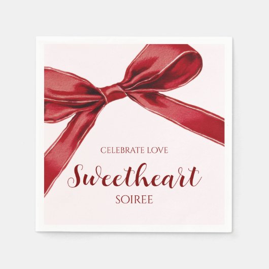 Sweetheart Soiree Elegant Bow Valentines Day Party Serviette (Vorderseite)
