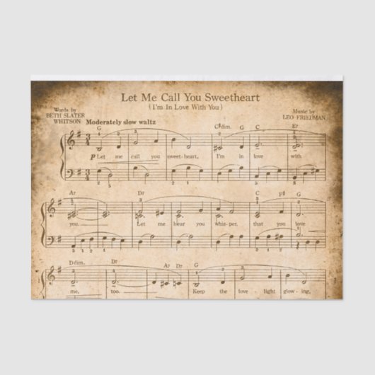 Sweetheart Tissue Decoupage Vintag Music Seidenpapier (Vorderseite)