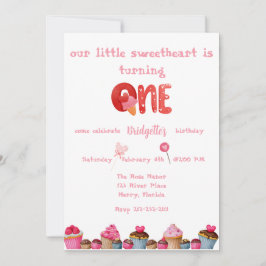 Sweetheart Valentine 1. Geburtstag Einladung