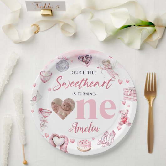 Sweetheart Valentine 1. Geburtstagspapier Teller (Hochzeit)