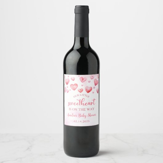Sweetheart Valentine Baby Dusche Weinetikett (Vorderseite)