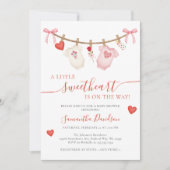 Sweetheart Valentine Clothesline Baby Shower Einladung (Vorderseite)