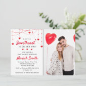 Sweetheart Valentine Februar Girl Boy Baby Dusche Einladung (Stehend Vorderseite)