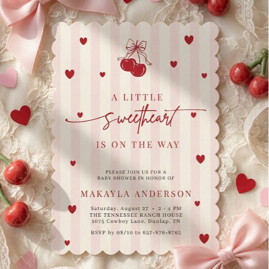 Sweetheart Valentine Girl Baby Shower Einladung