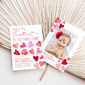 Sweetheart Valentine Hearts 1. Geburtstag Einladung