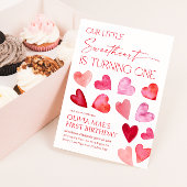 Sweetheart Valentine Hearts 1. Geburtstag Einladung