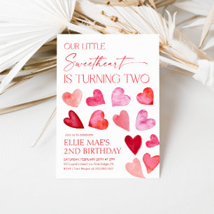 Sweetheart Valentine Hearts 2. Geburtstag Einladung